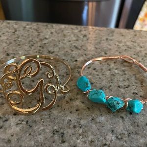 NEW Set of Two Handmade Bracelets G monogram initial adjustable sizing